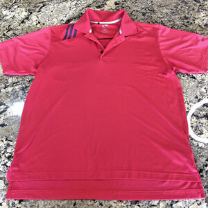 Size M Adidas Mens Golf Shirt Climacool Pink W/ Predator Ridge Embroidery VN
